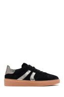 Kadın Siyah Bağcıklı Süet Deri Sneaker | Derimod Kadın Siyah Bağcıklı Süet Deri Sneaker | Derimod