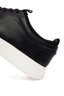 Erkek Siyah Bağcıklı Kalın Tabanlı Deri Sneaker | Derimod Erkek Siyah Bağcıklı Kalın Tabanlı Deri Sneaker | Derimod