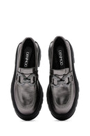 Kadın Gümüş Deri Tokalı Casual Loafer | Derimod Kadın Gümüş Deri Tokalı Casual Loafer | Derimod