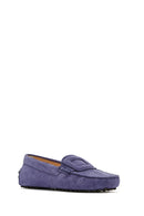 Women's Navy Blue Suede Leather Loafer | Derimod Women's Navy Blue Suede Leather Loafer | Derimod