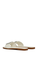Women's White Stone Slippers | Derimod Women's White Stone Slippers | Derimod