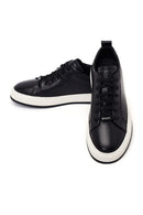 Erkek Siyah Bağcıklı Deri Sneaker | Derimod Erkek Siyah Bağcıklı Deri Sneaker | Derimod