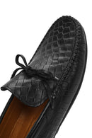 Men's Black Crocodile Patterned Leather Casual Loafer | Derimod Men's Black Crocodile Patterned Leather Casual Loafer | Derimod