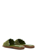 Women's Green Leather Braided Slippers | Derimod Women's Green Leather Braided Slippers | Derimod