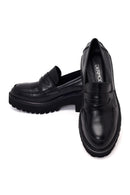Kadın Siyah Kalın Topuklu Deri Maskülen Loafer | Derimod Kadın Siyah Kalın Topuklu Deri Maskülen Loafer | Derimod