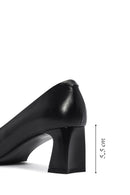 Women's Black Thick Low Heel Leather Stiletto | Derimod Women's Black Thick Low Heel Leather Stiletto | Derimod