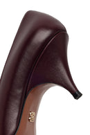 Woman Burgundy Heeled Leather Stiletto | Derimod Woman Burgundy Heeled Leather Stiletto | Derimod