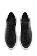 Men's Black Lace-up Thick-Sole Leather Sneaker | Derimod Men's Black Lace-up Thick-Sole Leather Sneaker | Derimod