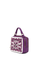 Woman Purple Long-Strap Printed Shoulder Bag | Derimod Woman Purple Long-Strap Printed Shoulder Bag | Derimod