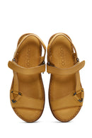 Kadın Sarı Deri Comfort Sandalet | Derimod Kadın Sarı Deri Comfort Sandalet | Derimod