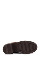Women's Brown Zippered Thick Heeled Suede Leather Ankle Boots | Derimod Women's Brown Zippered Thick Heeled Suede Leather Ankle Boots | Derimod