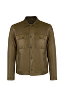 Modric Male Green Leather Jacket | Derimod Modric Male Green Leather Jacket | Derimod