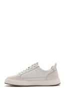 Erkek Beyaz Bağcıklı Deri Sneaker | Derimod Erkek Beyaz Bağcıklı Deri Sneaker | Derimod