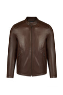Insignia Male Brown Leather Jacket | Derimod Insignia Male Brown Leather Jacket | Derimod