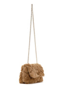 Women's Camel Chain Strap Plush Crossbody Bag | Derimod Women's Camel Chain Strap Plush Crossbody Bag | Derimod