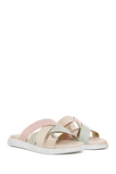Women's Beige Leather Comfort Slippers | Derimod Women's Beige Leather Comfort Slippers | Derimod