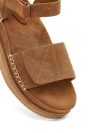 Women's Tan Thick-Soled Suede Sandals | Derimod Women's Tan Thick-Soled Suede Sandals | Derimod