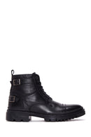 Male Black Zip Closure Thick-Soled Leather Combat Boots | Derimod Male Black Zip Closure Thick-Soled Leather Combat Boots | Derimod
