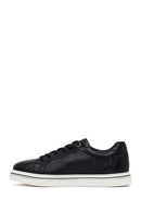 Erkek Siyah Bağcıklı Deri Sneaker | Derimod Erkek Siyah Bağcıklı Deri Sneaker | Derimod