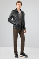 Alfred Men's Black Leather Jacket | Derimod Alfred Men's Black Leather Jacket | Derimod