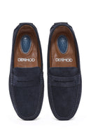 Men's Navy Blue Suede Leather Loafer | Derimod Men's Navy Blue Suede Leather Loafer | Derimod