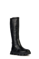 Geox Women's Black Vilde Zippered Leather Boots | Derimod Geox Women's Black Vilde Zippered Leather Boots | Derimod