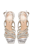Women's Gold Leather Thick Heeled Sandals | Derimod Women's Gold Leather Thick Heeled Sandals | Derimod
