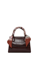 Woman Burgundy Croco Mini Shoulder Bag with Long Strap | Derimod Woman Burgundy Croco Mini Shoulder Bag with Long Strap | Derimod