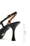 Women's Black Open-Back Heeled Leather Shoes | Derimod Women's Black Open-Back Heeled Leather Shoes | Derimod