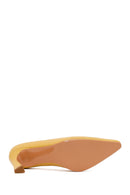 Woman Yellow Thick-Heeled Leather Stiletto | Derimod Woman Yellow Thick-Heeled Leather Stiletto | Derimod