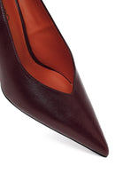Woman Burgundy Heeled Leather Stiletto | Derimod Woman Burgundy Heeled Leather Stiletto | Derimod