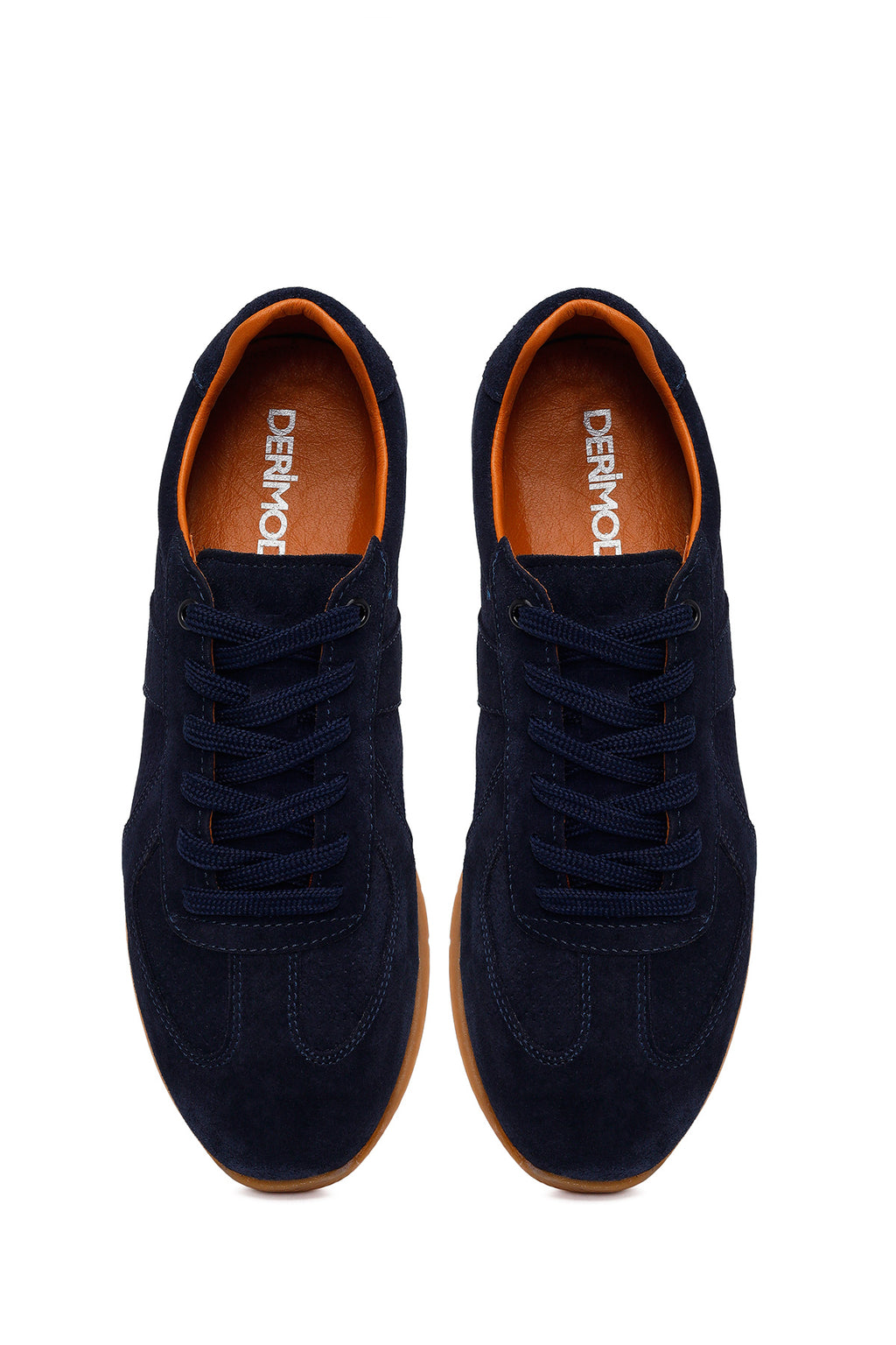 Erkek Lacivert Bağcıklı Süet Deri Sneaker