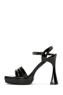 Women's Black Patent Leather Platform Heeled Sandals | Derimod Women's Black Patent Leather Platform Heeled Sandals | Derimod