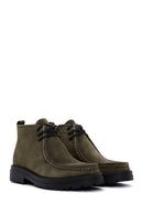 Men's Khaki Zippered Suede Leather Boots | Derimod Men's Khaki Zippered Suede Leather Boots | Derimod