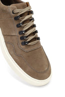 Men's Mink Lace-Up Thick-Soled Nubuck Leather Sneaker | Derimod Men's Mink Lace-Up Thick-Soled Nubuck Leather Sneaker | Derimod