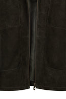 Lorenzo Male Gray Stand Collar Suede Leather Jacket | Derimod Lorenzo Male Gray Stand Collar Suede Leather Jacket | Derimod