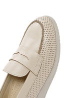 Women's Cream Wedge Heel Leather Comfort Loafer | Derimod Women's Cream Wedge Heel Leather Comfort Loafer | Derimod