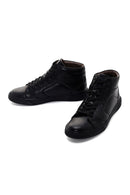 Erkek Siyah Deri Bilekli Sneaker | Derimod Erkek Siyah Deri Bilekli Sneaker | Derimod