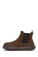 Male Brown Thick-Soled Suede Chelsea Boots | Derimod Male Brown Thick-Soled Suede Chelsea Boots | Derimod