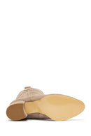 Women's Heeled Suede Leather Cowboy Boots | Derimod Women's Heeled Suede Leather Cowboy Boots | Derimod