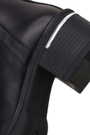 Woman Black Zip Closure Chunky-heeled Leather Boots | Derimod Woman Black Zip Closure Chunky-heeled Leather Boots | Derimod