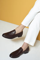 Erkek Kahverengi Örgü Deri Klasik Loafer | Derimod Erkek Kahverengi Örgü Deri Klasik Loafer | Derimod