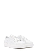 Men's White Lace-up Thick-Sole Leather Sneaker | Derimod Men's White Lace-up Thick-Sole Leather Sneaker | Derimod