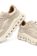 Women's Beige Lace-Up Thick-Soled Leather Sneaker | Derimod Women's Beige Lace-Up Thick-Soled Leather Sneaker | Derimod