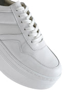 Kadın Beyaz Bağcıklı Kalın Tabanlı Deri Sneaker | Derimod Kadın Beyaz Bağcıklı Kalın Tabanlı Deri Sneaker | Derimod