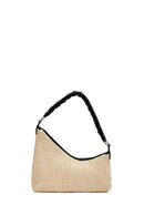Woman Cream Charm-Embellished Straw Shoulder Bag | Derimod Woman Cream Charm-Embellished Straw Shoulder Bag | Derimod