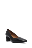 Women's Black Thick Low Heel Leather Stiletto | Derimod Women's Black Thick Low Heel Leather Stiletto | Derimod