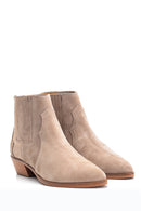 Women's Suede Leather Heeled Boots | Derimod Women's Suede Leather Heeled Boots | Derimod