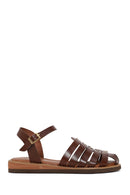 Woman Brown Buckled Leather Bodrum Sandal | Derimod Woman Brown Buckled Leather Bodrum Sandal | Derimod