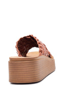Women's Brown Braided Thick Sole Slippers | Derimod Women's Brown Braided Thick Sole Slippers | Derimod